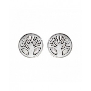 Boucles oreilles argent puces arbre de vie nacre