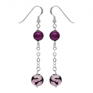 Boucles oreilles argent pendantes verre de murano