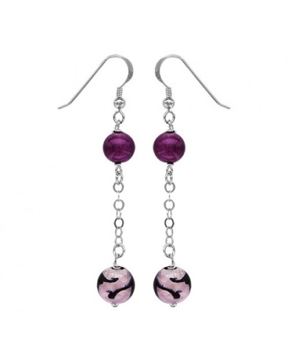 Boucles oreilles argent pendantes verre de murano