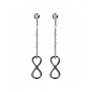 Boucles oreilles argent pendante infini noir