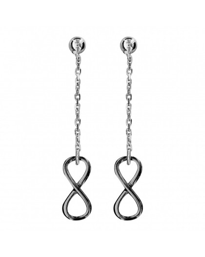 Boucles oreilles argent pendante infini noir