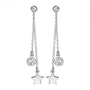 Boucles oreilles argent pendante oxydes étoiles