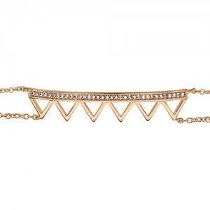 Bracelet plaqué or triangles oxydes double chaine
