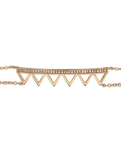 Bracelet plaqué or triangles oxydes double chaine