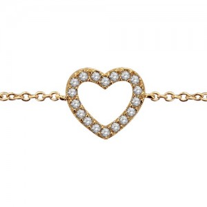 Bracelet plaqué or motif coeur oxydes