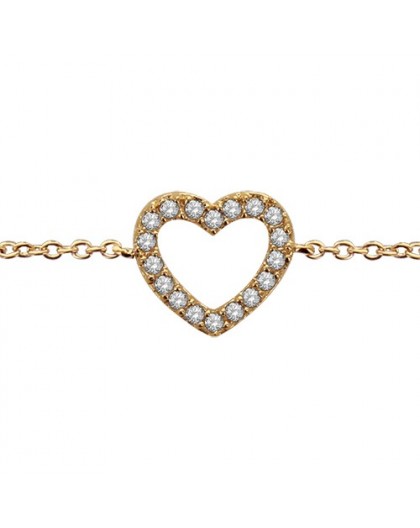 Bracelet plaqué or motif coeur oxydes