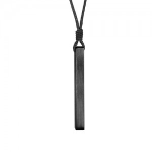 Collier homme acier tube noir gravable 4 faces