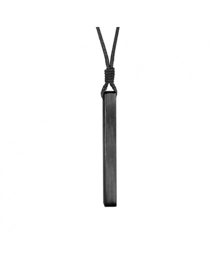 Collier homme acier tube noir gravable 4 faces