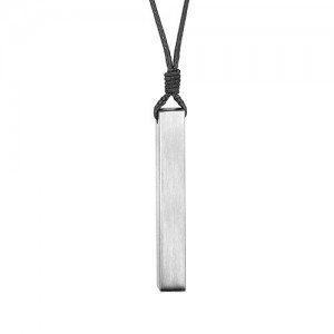 Collier homme motif acier tube gravable 4 faces