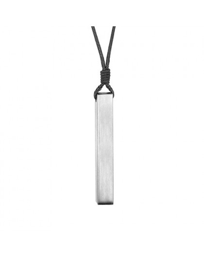 Collier homme motif acier tube gravable 4 faces