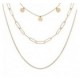 Collier acier doré 3 rangs mailles différentes