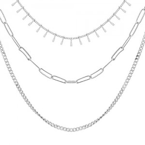 Collier Acier 3 rangs mailles diverses