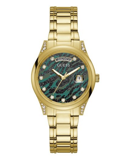 Montre Guess GW0047L3 femme plaqué or zebré vert