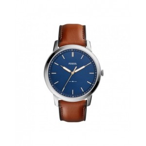 Montre Fossil homme FS5304 cuir marron cadran bleu