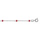 Chaine de cheville argent maille forçat boules de verre rouge