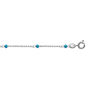 Chaine de cheville argent maille forçat boules de verre turquoise