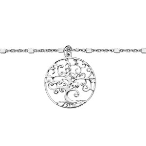 Chaine de cheville argent maille forçat motif arbre de vie