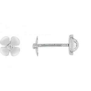 Boucles d'oreilles Or fermoir vis fleur or gris