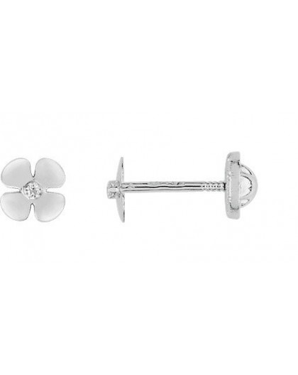 Boucles d'oreilles Or fermoir vis fleur or gris