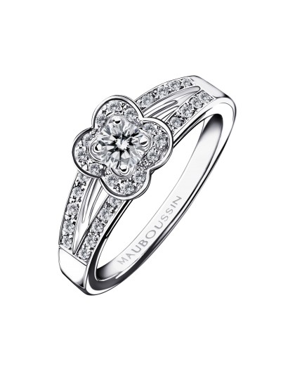 Bague Solitaire Chance of Love N°2 Mauboussin Or gris diamants