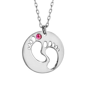 Collier empreinte pieds fille en argent massif