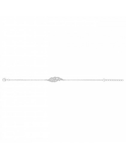 Bracelet argent rhodié et zirconiums motif aile