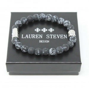 Bracelet Lauren Steven Obsidienne Flocon Taille M