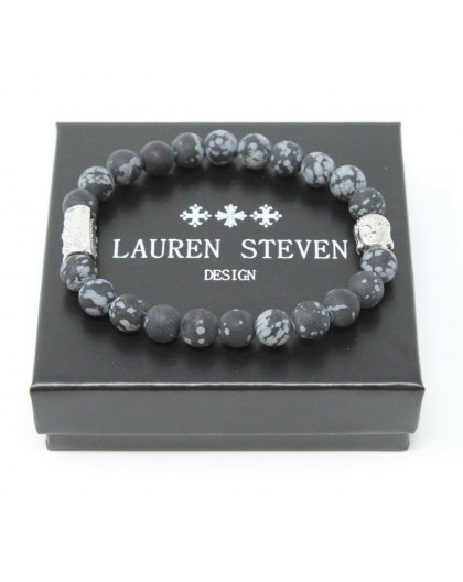 Bracelet Lauren Steven Obsidienne Flocon Taille M