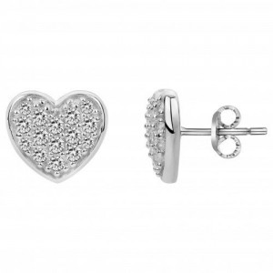 Boucles d'oreilles argent et oxydes pavage coeurs