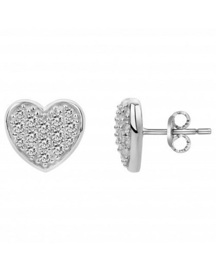 Boucles d'oreilles argent et oxydes pavage coeurs