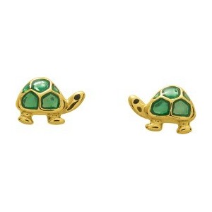 Boucles d'oreilles Or fermoir vis Tortues laque