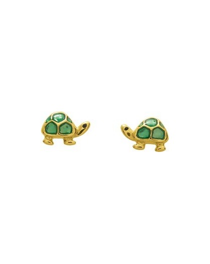 Boucles d'oreilles Or fermoir vis Tortues laque