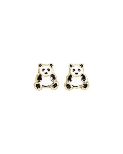 Boucles d'oreilles Or fermoir vis Panda laque