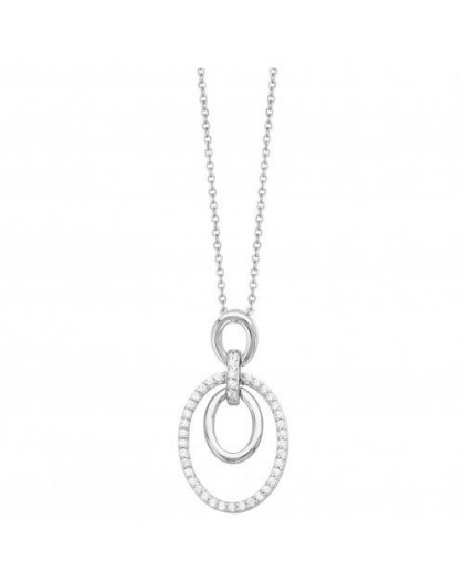 Collier argent oxydes zirconium cercles décalés