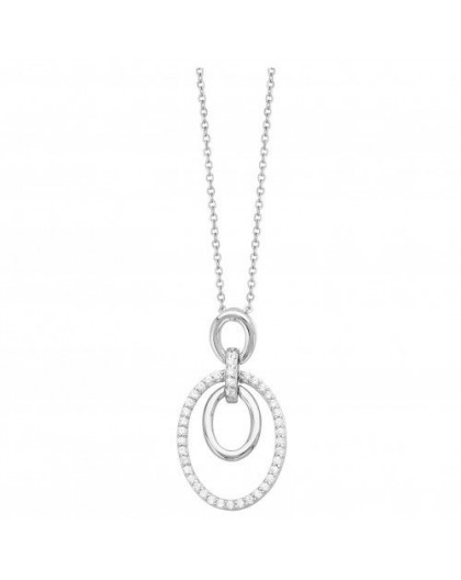 Collier argent oxydes zirconium cercles décalés