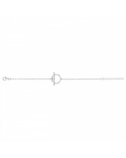 Bracelet argent rhodié et zirconiums cercle barré