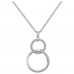 Collier argent oxydes zirconium double cercles