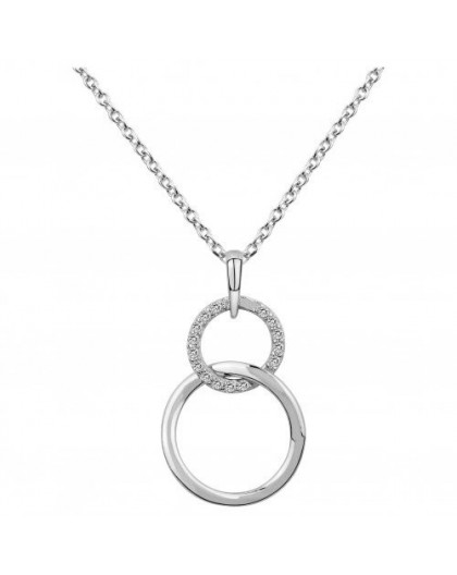 Collier argent oxydes zirconium double cercles