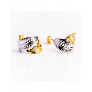 Boucles d'oreilles Or Plumes bicolores