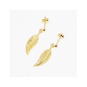 Boucles d'oreilles Or Plume simple pendante mobile