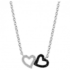 Collier argent oxyde Zirconium coeur noir et blanc