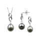 Parure Collier Boucles Perles de Tahiti argent