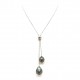 Collier argent double Perles de Tahiti coulissant