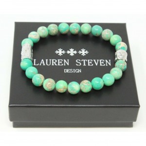 Bracelet Lauren Steven Jaspe de mer vert taille M