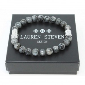 Bracelet Lauren Steven Larvikite grise taille M