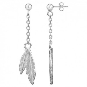 Boucles d'oreilles argent et oxydes motif plumes