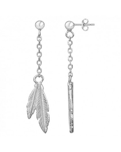 Boucles d'oreilles argent et oxydes motif plumes