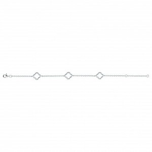 Bracelet argent rhodié et zirconiums motif floral