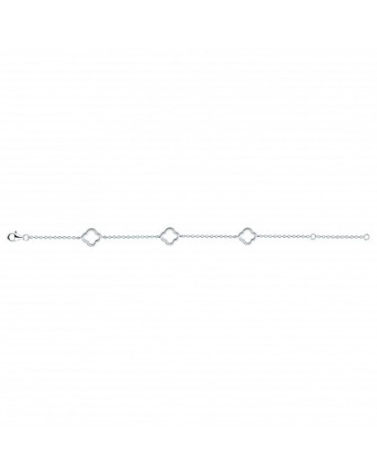 Bracelet argent rhodié et zirconiums motif floral