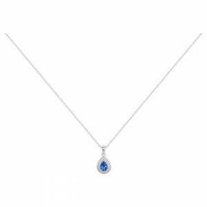 Collier argent oxyde Zirconium bleu goutte